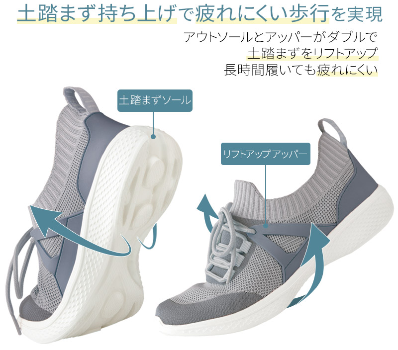 [勝野式 Lafoot 楽歩人ウォーカー]疲れない 歩きやすいスニーカー4E ストレッチ 幅広 甲高