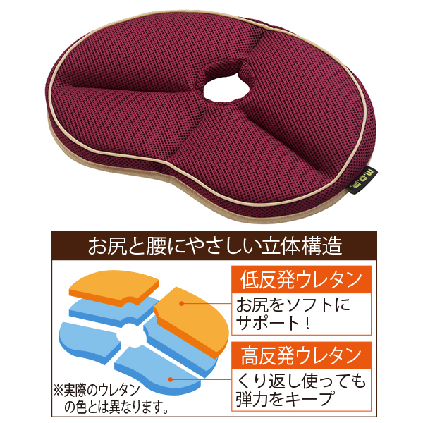 長時間座ってもお尻と腰に優しい携帯クッション(骨盤クッション)